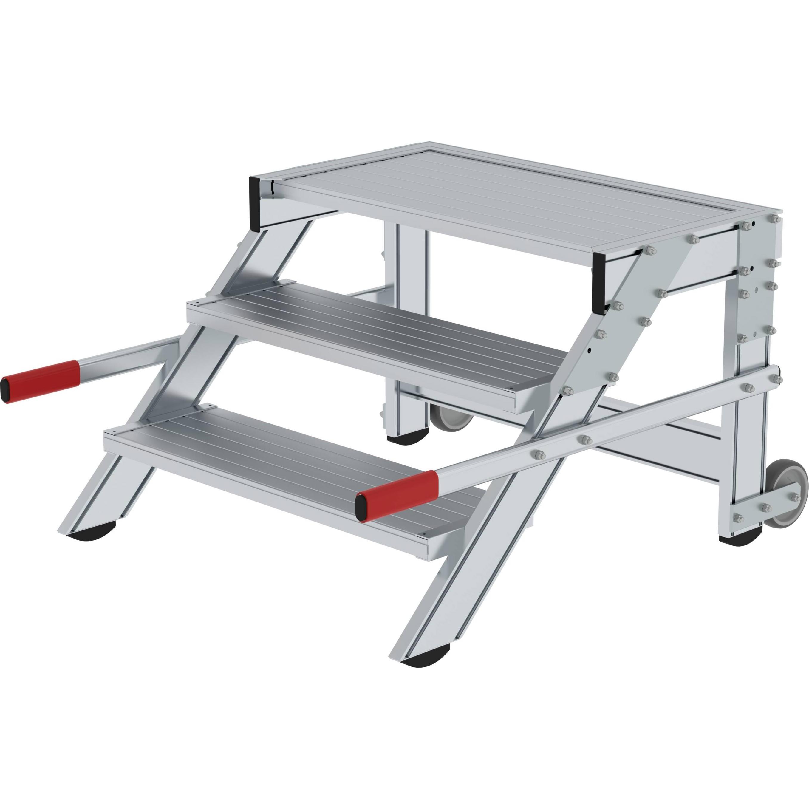 Munk, Scala a pioli, Piattaforma di lavoro mobile, larghezza gradini 800 mm, alluminio nervato 3 gradini (Ponteggio, 112.50 cm)
