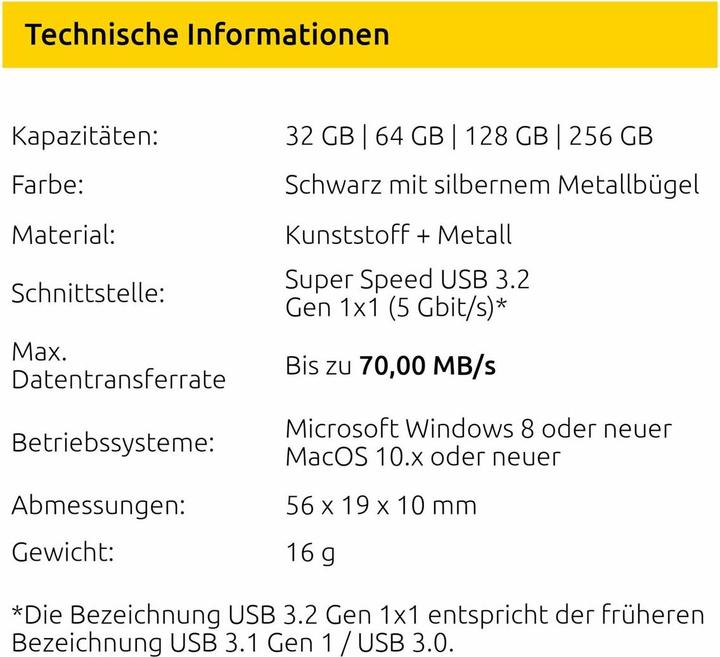 Nutritional values and ingredients Intenso USB 32GB OFFICE LINE 3.2 Gen1 Silver-Black (32 GB, USB-A)