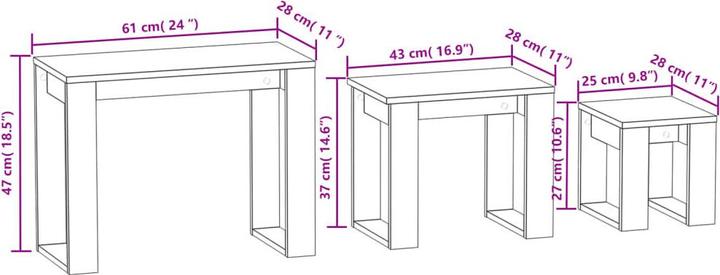 Actual product image vidaXL Satztisch (28 x 28 x 47 cm)