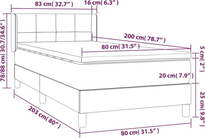Image du produit vidaXL Boxspringbett (80 x 200 cm)