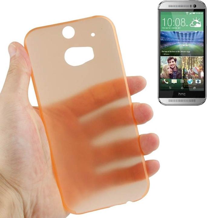Produktbild König Design Schutzhülle Case Ultra Dünn 0,3mm für Handy HTC One M8 / M8s Orange Transparent (HTC One M8)