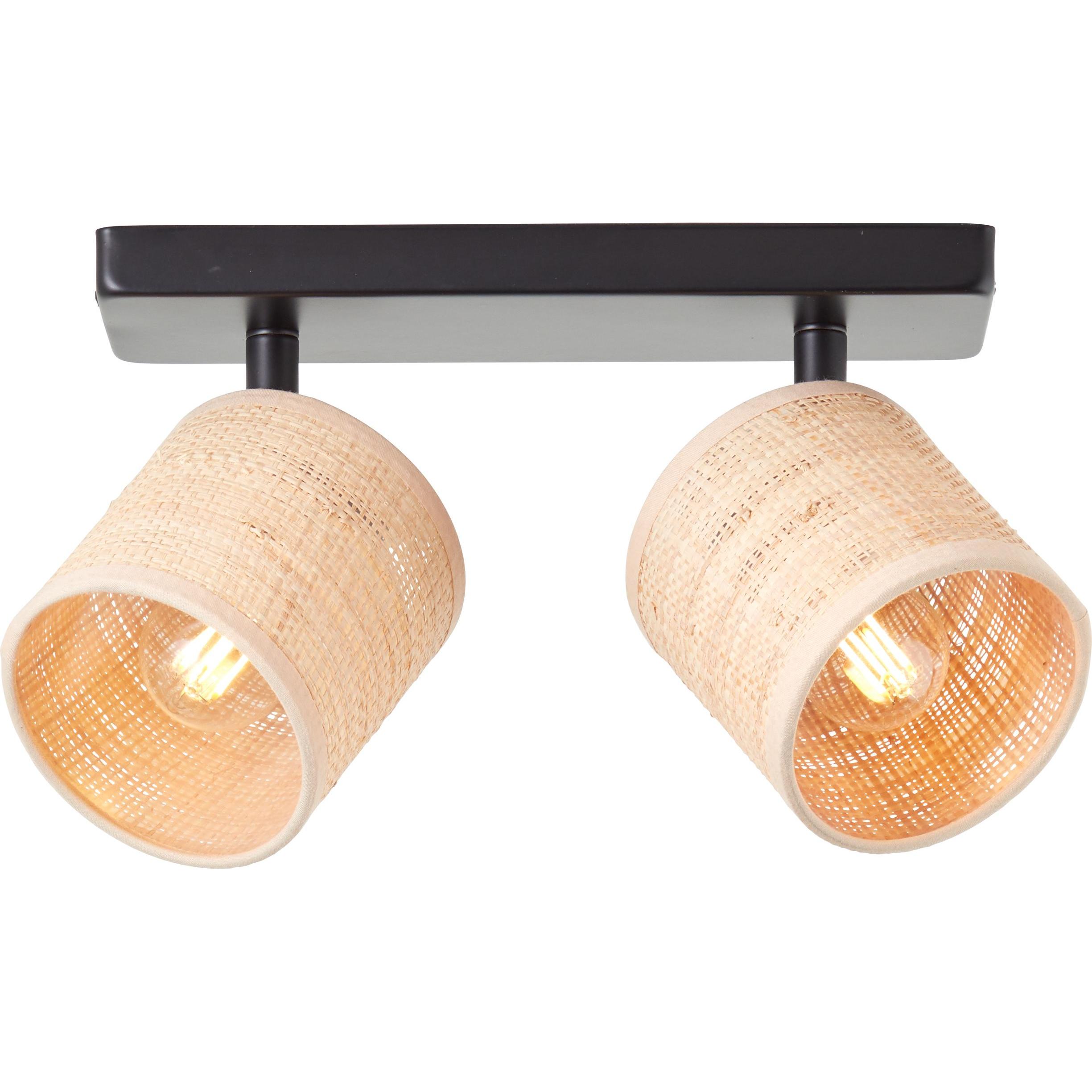 Brilliant, Wandleuchte + Deckenleuchte, Raffy Spotbalken 2flg natur/schwarz (E14)