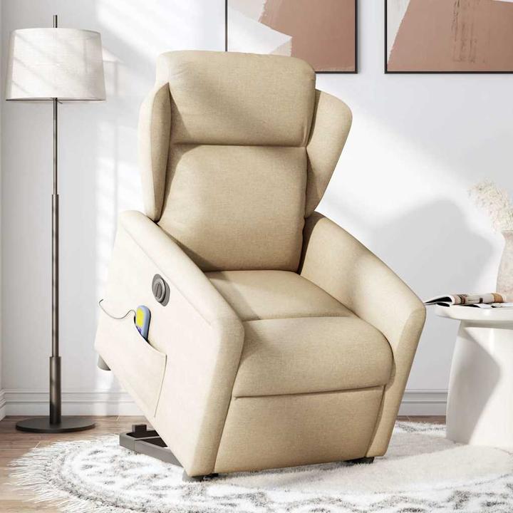 Immagine prodotto VidaXL Poltrona massaggiante elettrica con ausilio stand-up in tessuto crema
