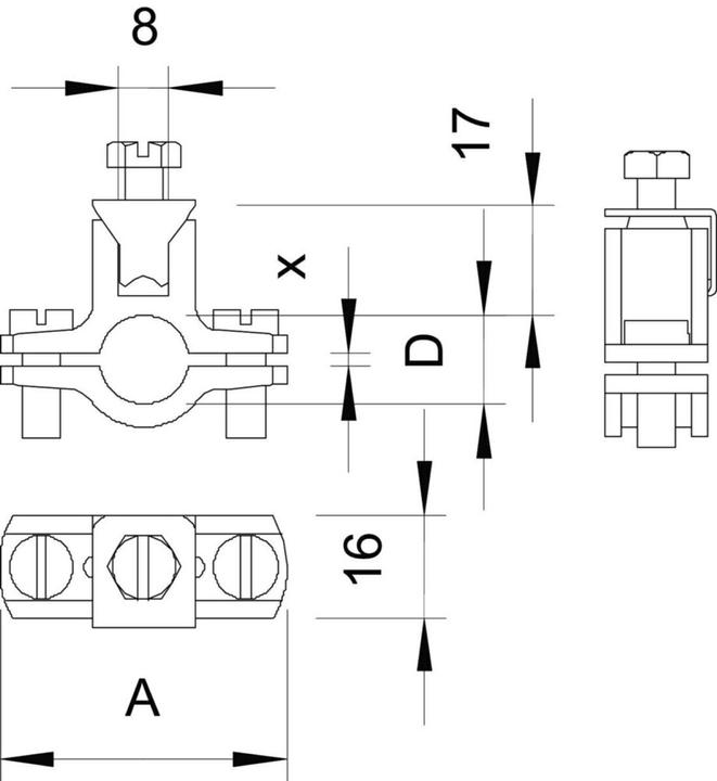Produktbild OBO Bettermann OBO 950/Z 3/8Z Erdschelle Spannbereich 15,5-17,5mm