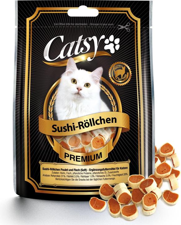 Produktbild Catsy Sushi-Röllchen Poulet & Fisch (Senior, Adult, 1 Stk., 50 g)