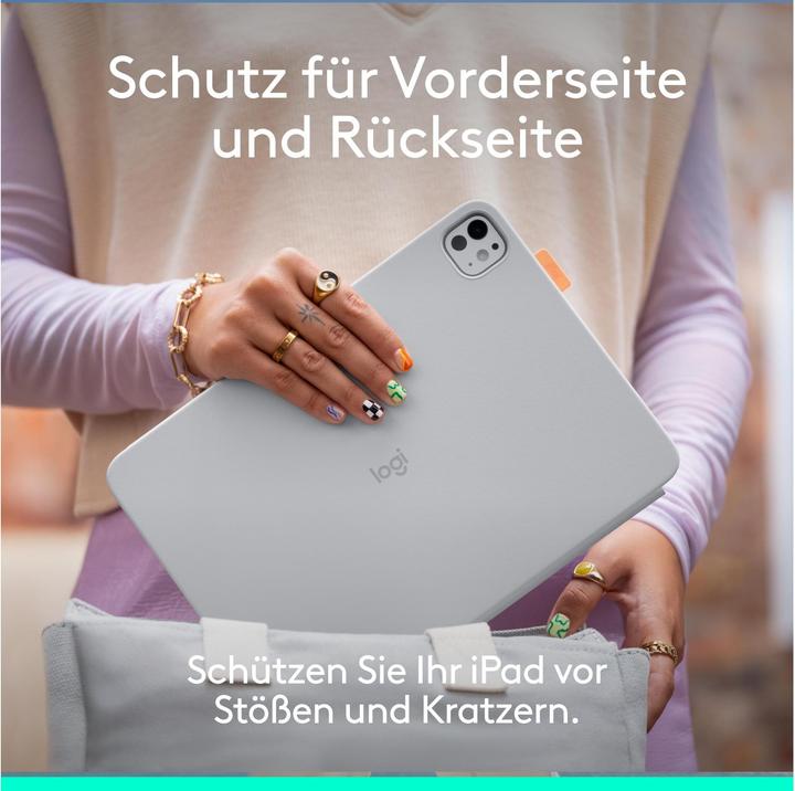 Produktbild Logitech Flip Folio Pale Grey (Schweiz, Apple iPad Air 11 2024, Apple iPad Air 11 2025, Apple iPad Air 2022, Apple iPad Pro 11 2024)