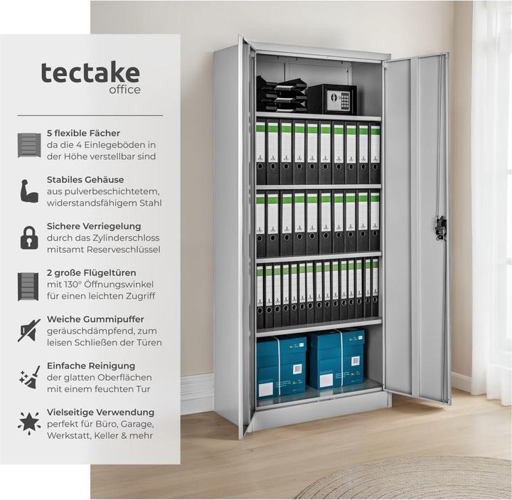 Image du produit tectake Armoire de classement (180 x 80 x 40 cm)