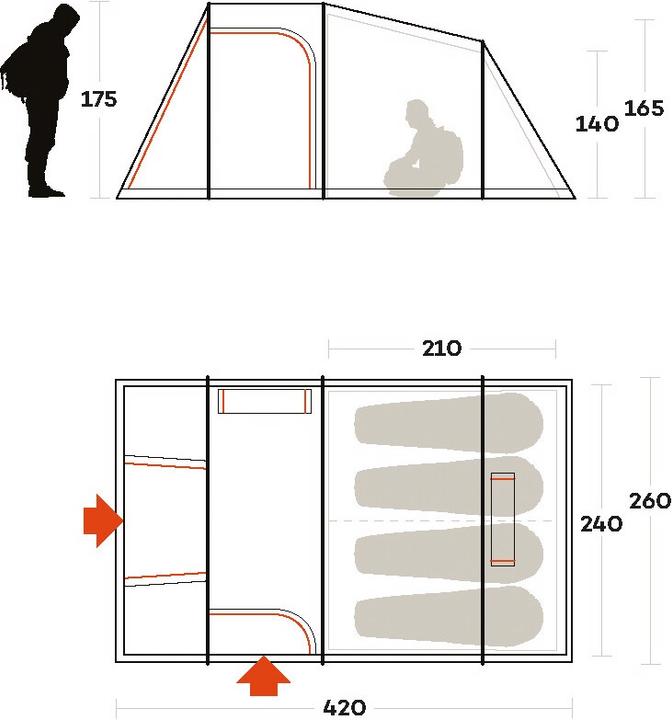 Image du produit Ferrino Meteora 4 (Tente tunnel, 9.40 kg, 4 personnes)