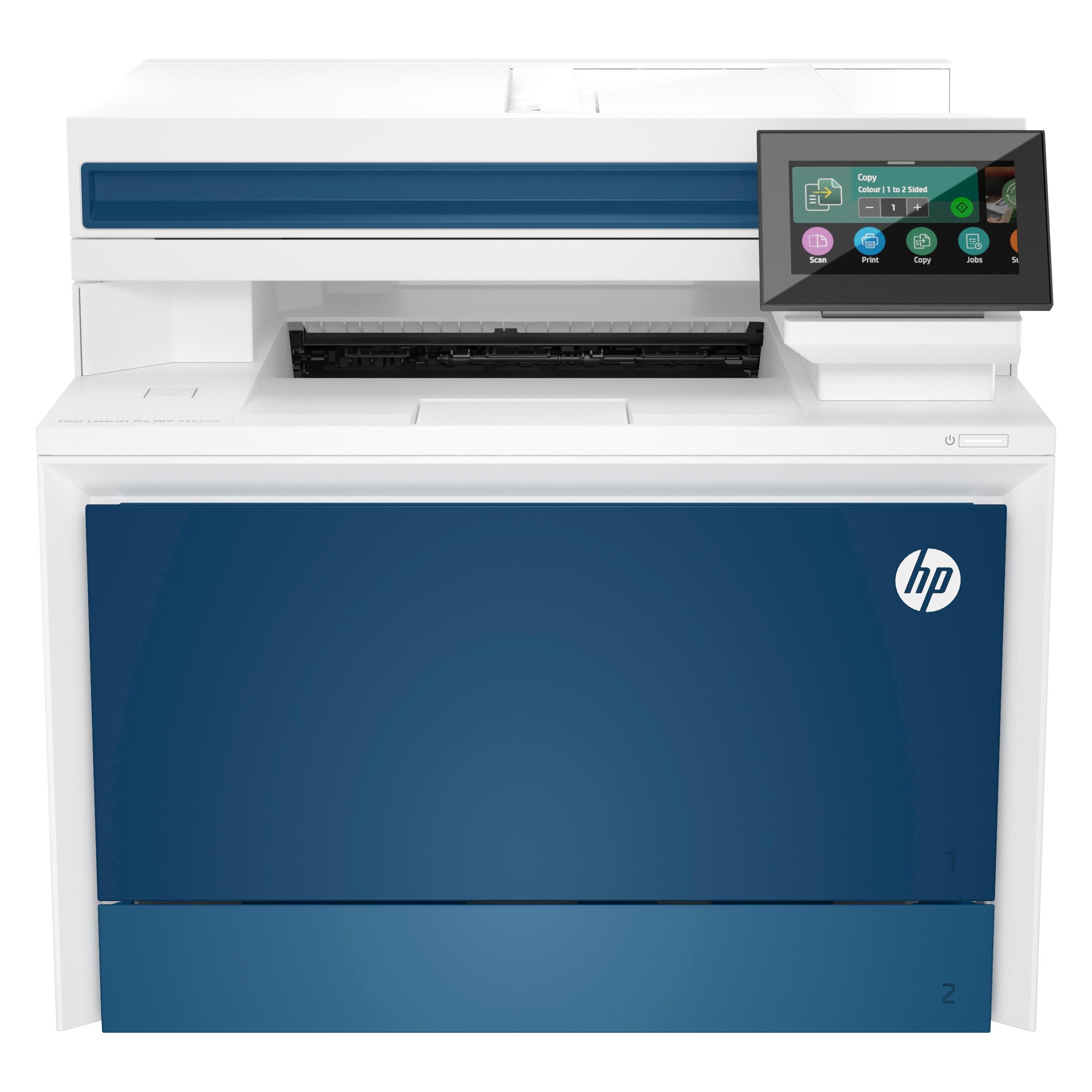 HP Color LaserJet Pro MFP 4302dw (Laser, Farbe), Drucker, Weiss, Blau
