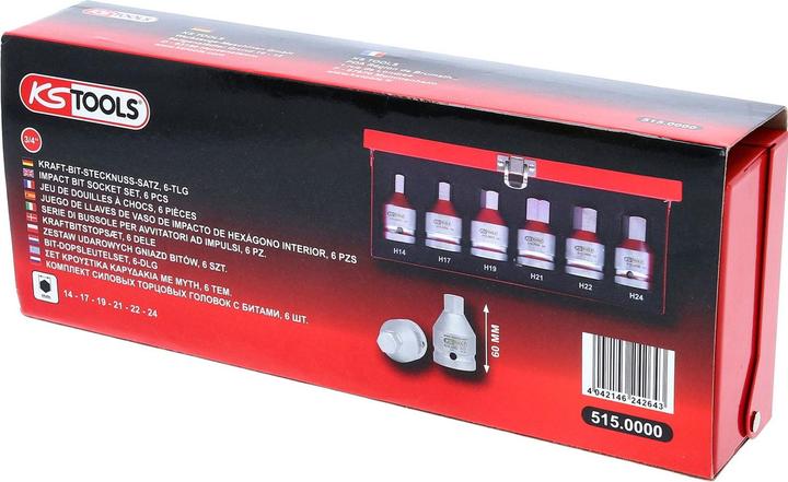 Actual product image KS Tools 3/4" power bit socket set, 6 parts, 14 - 24 mm