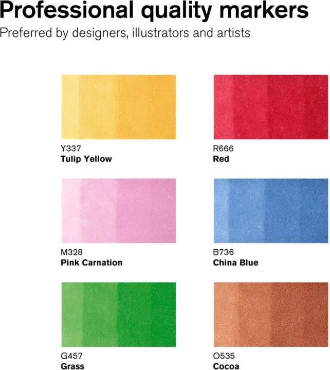 Actual product image Winsor & Newton 6 ProMarkers Medium Tone Layout Markers assorted colours 1.0 - 2.0 mm (6 x)