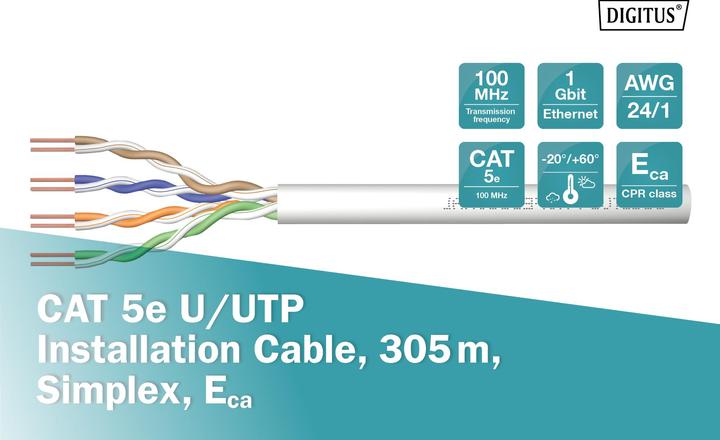 Image du produit Digitus Câble réseau (U/UTP, CAT5e, 305 m)