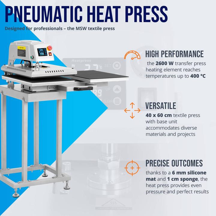 Actual product image MSW Pneumatic Heat Press - double - 40 x 60 cm - with base