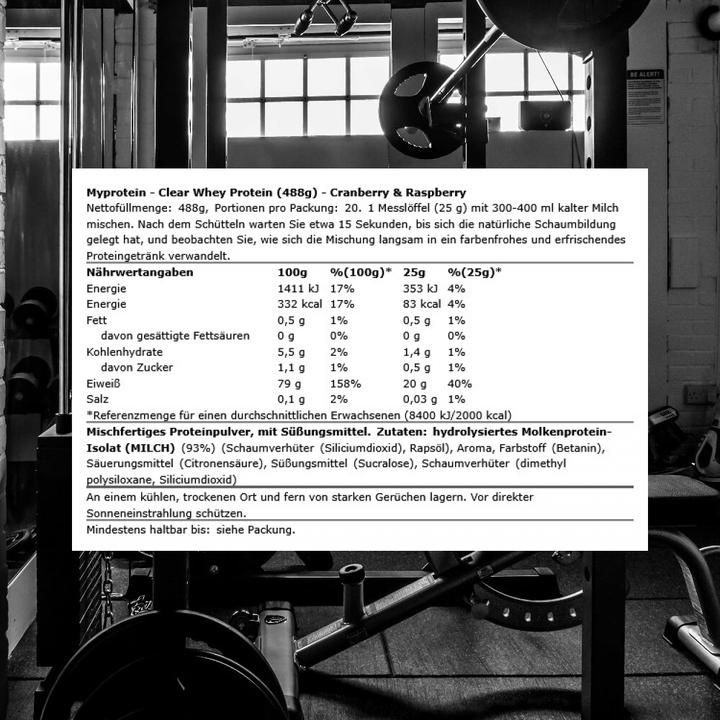 Produktbild MyProtein Clear Whey Isolate (488 g, 1x, Cranberry & Raspberry)