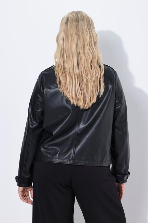 Produktbild Ulla Popken Jacke, Lederoptik, Oversized, Rundhals, 2-Wege-Zipper (62)