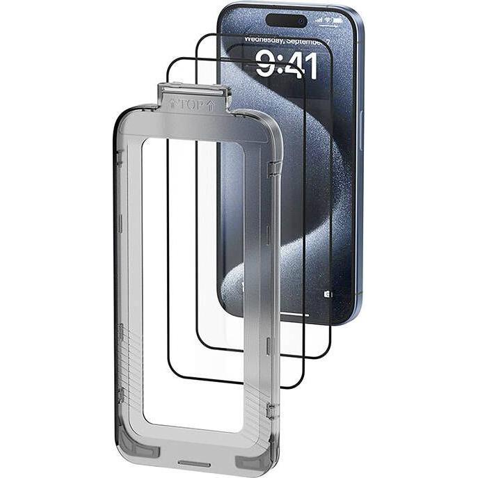 Vention KUKTCC-40 tempered glass for iPhone 15 Pro Max +applicator (1 Stück, Apple iPhone 15 Pro Max), Smartphone Schutz...