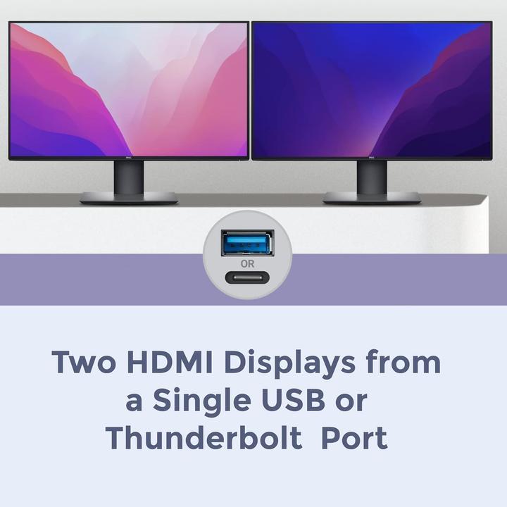 Produktbild Sonnet Dual 4K 60Hz HDMI Adapter for M1 Thunderbolt Macs *New (HDMI, USB Typ-C, USB-A, 50 cm)