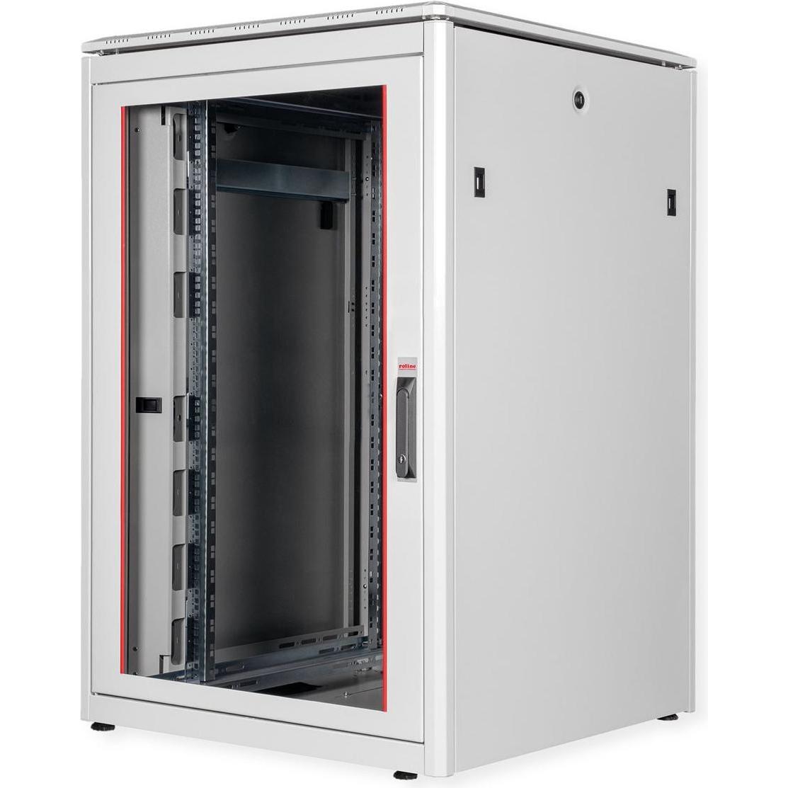 Roline 19-Zoll Netzwerkschrank Pro 22 HE (22 HE, 19 Zoll Rack), Serverschrank, Grau