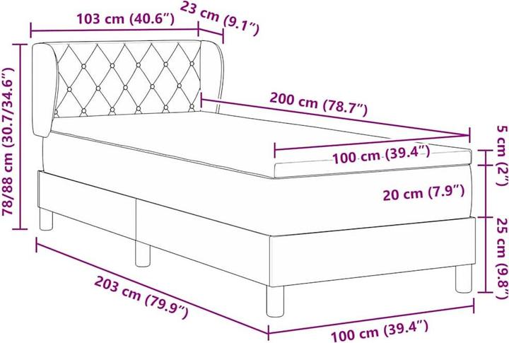 Produktbild vidaXL Boxspringbett (100 x 200 cm)