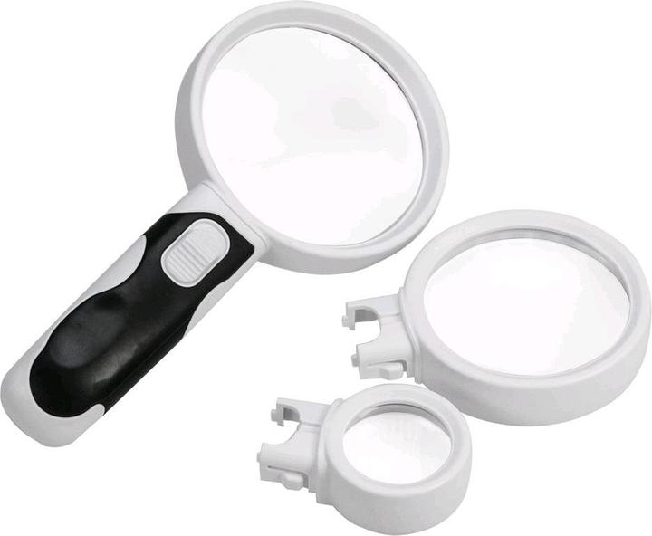 Safe LED-Leuchtlupe mit 3 Linsenaufsätzen