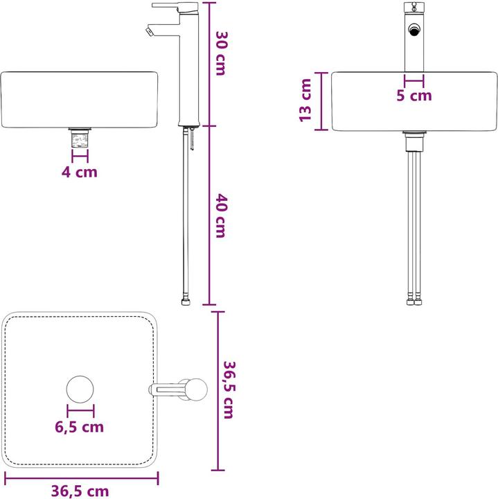 Actual product image vidaXL Wandmontiertes Waschbecken (390 mm, 410 mm)
