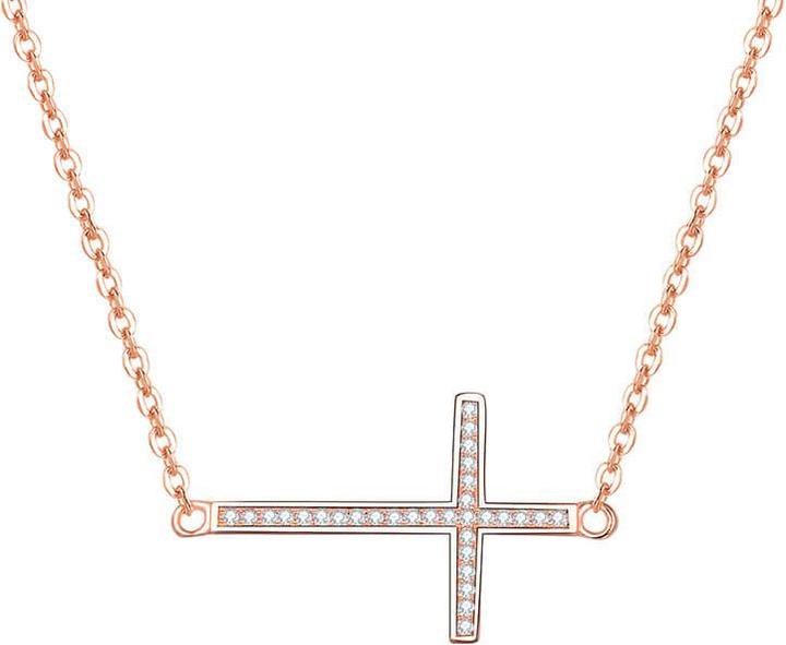Produktbild Beneto Pink gold plated silver necklace with cross AGS196 / 47-ROSE (L)
