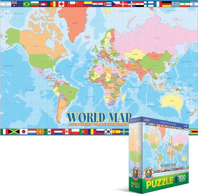Actual product image Eurographics World Map - Puzzle (100 pieces)