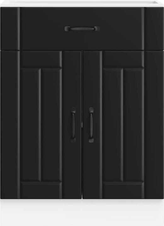 Produktbild VidaXL Küchen-Unterschrank Lucca Schwarz Holzwerkstoff Spülenunterschrank (60 x 46 x 81.5 cm)