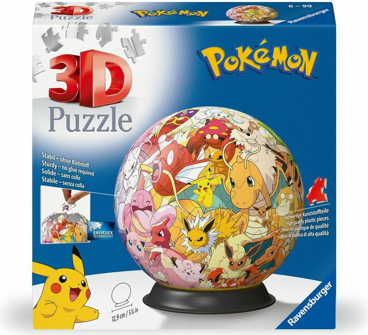 Actual product image Ravensburger 3D Puzzle 11595 - Puzzle Ball Pokémon Kanto Region - Puzzle ball made of three-dimensional puzzle (72 pieces)