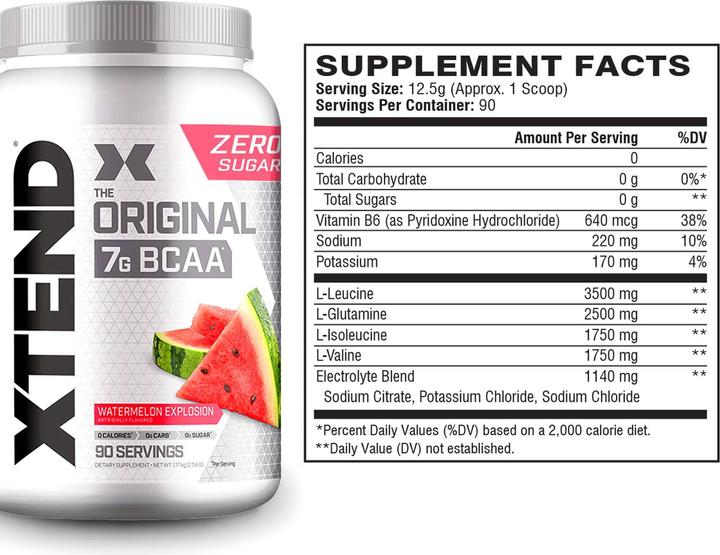 Valeurs nutritives et ingrédients Xtend Bcaa (Pastèque, 1x)