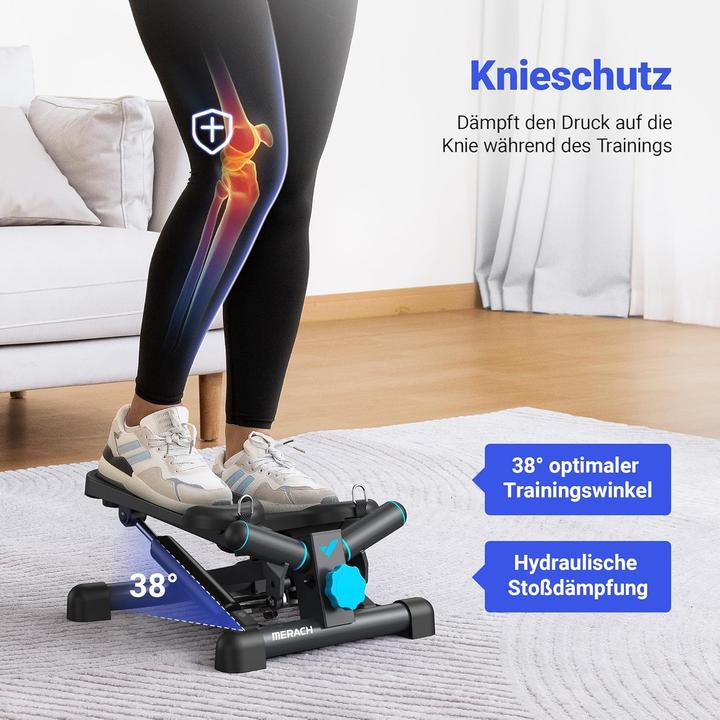 Actual product image Merach 2-in-1 Mini-Stepper mit LCD-Monitor und Power Ropes