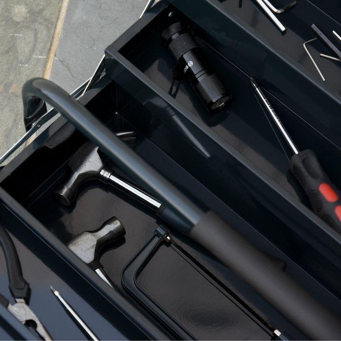 Produktbild Swisshandel24 Werkzeugkasten Werkzeugkoffer Werkzeugkiste 5 Fächer aufklappbar Stahl (SPCC) Dunkelgrün 57 x 21 x 4 (1 Teil)