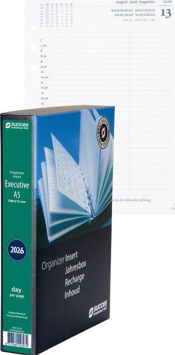 Image du produit Succes Agenda A5 2026 847002000 1T/1S Ersatz kompl. 14.8x21cm (A5, Allemand, Français, Anglais, Néerlandais)