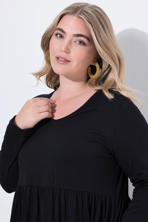 Produktbild Ulla Popken Maxikleid, A-Linie, V-Ausschnitt, Langarm (46, 48)
