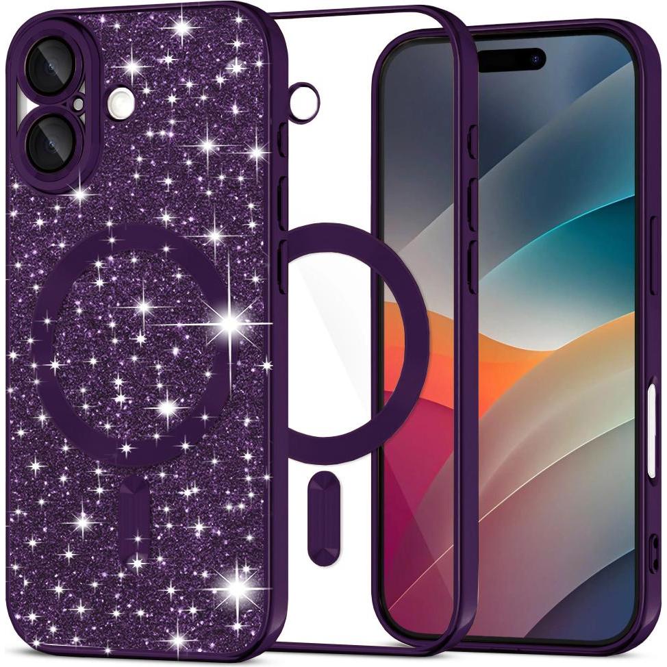 Techsuit - Luxury Glitter MagSafe - iPhone 17 - Deep Purple (Apple iPhone 17), Cover smartphone, Viola