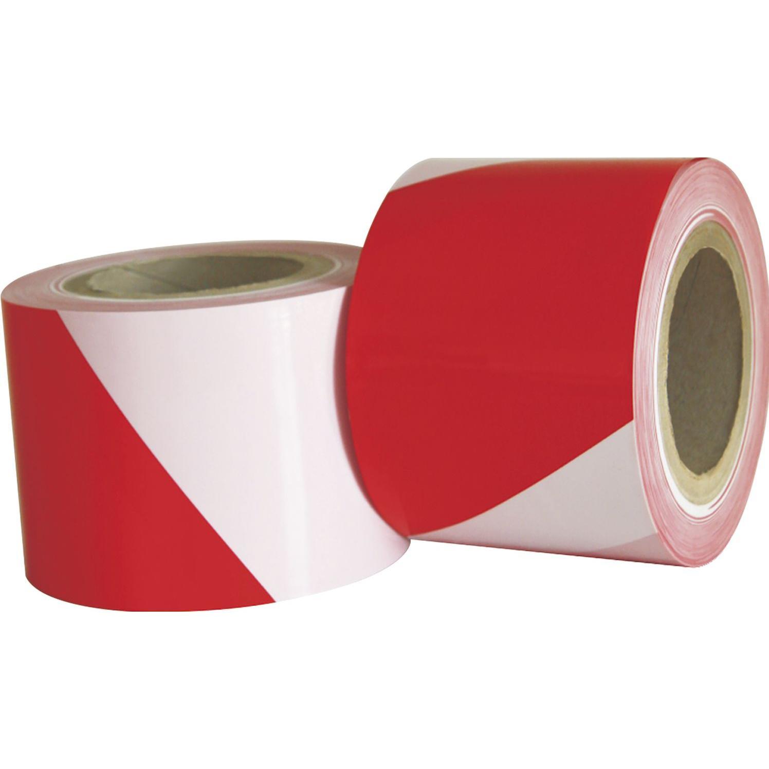 Foltec, Klebeband, Warnband / Absperrband 75mm x 500m Rot und Weiss (75 mm)