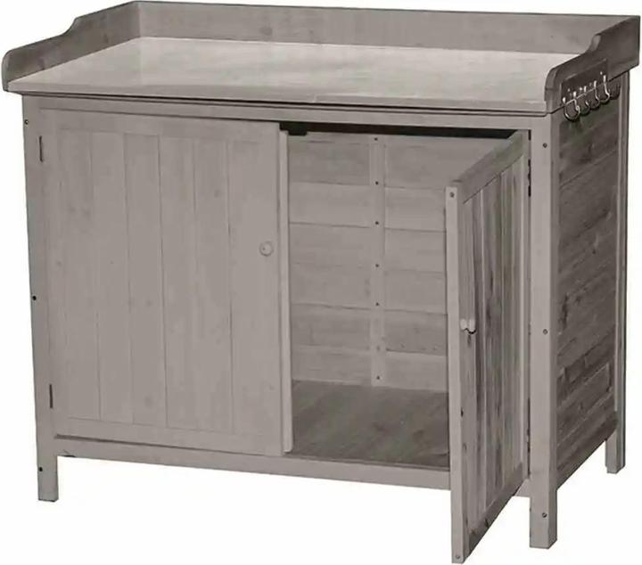 Siena Garden Siena Pflanztisch 100 x 56 x 86 cm, grau, Spiesstanne FSC 100 % verzinkte Arbeitsplatte und Haken