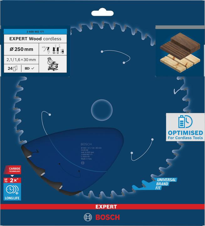 Productafbeelding Bosch Professional Zubehör EXPERT Wood Kreissägeblatt, 250x30 mm, T24