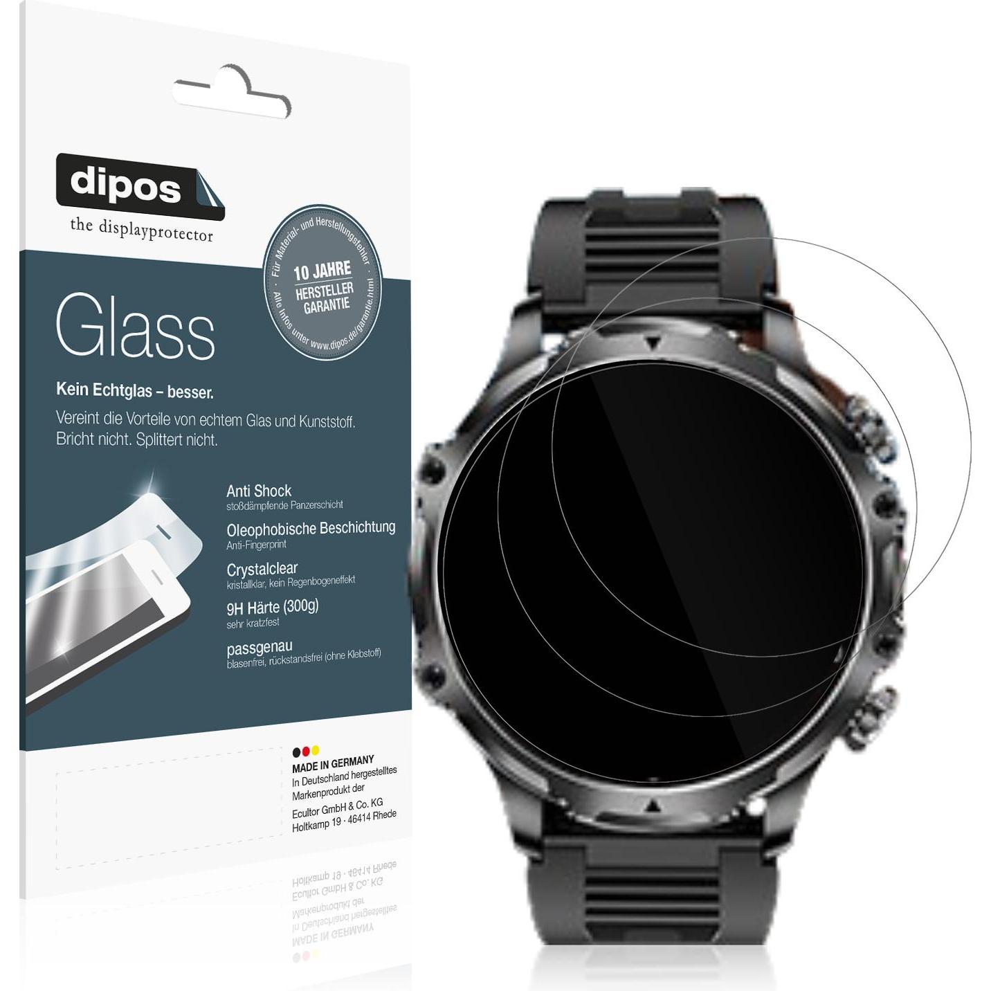 Dipos Anti-Shock Displayschutz 9H, Smartwatch Schutzfolie, Transparent
