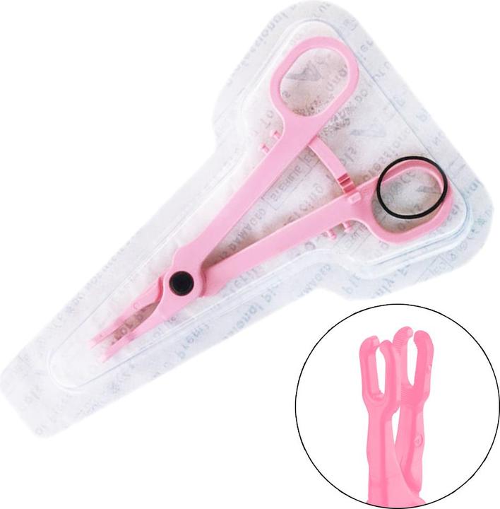 Actual product image Star Piercing Sterile einweg Zange pink Gazeklemme offen rund gezackt (Plastic, without brass)