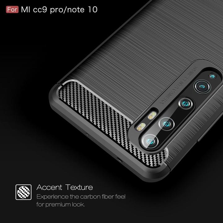 Produktbild König Design Hülle Handy Schutz für Xiaomi Mi Note 10 Case Cover Bumper Carbon Optik Grau (Xiaomi Mi Note 10)