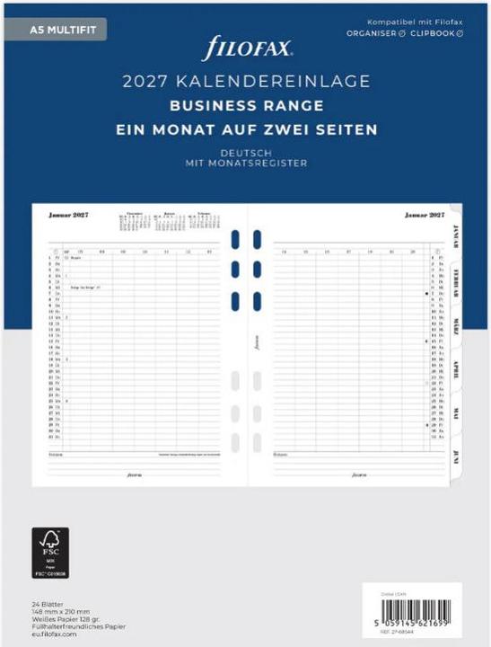 Produktbild Filofax A5 MONATSPL.+REG.DEUTSCH (A5)