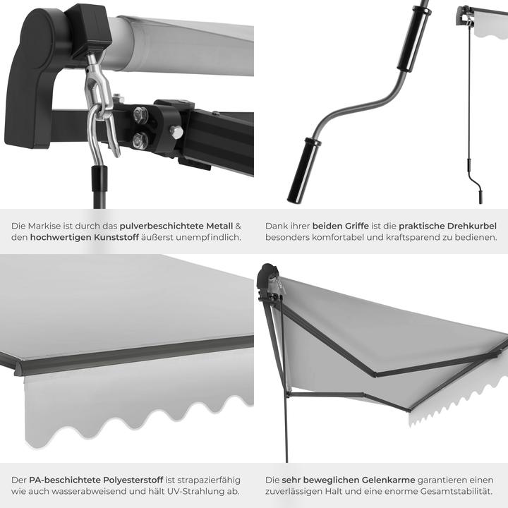Image du produit tectake store banne articulée Ornella avec support mural (2.50 m)