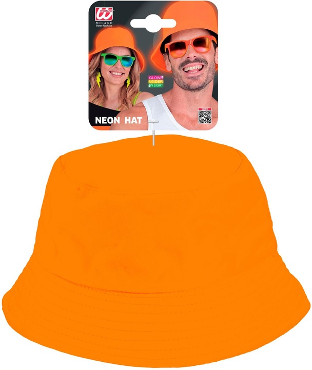 Actual product image Widmann 80s neon bucket fisherman hat in neon orange
