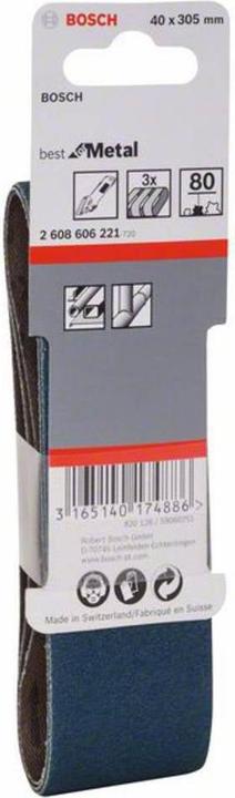 Produktbild Bosch Professional Zubehör Schleifband-Set X450, Expert for Metal, 3-teilig, 40 x 305 mm, 80 (80)