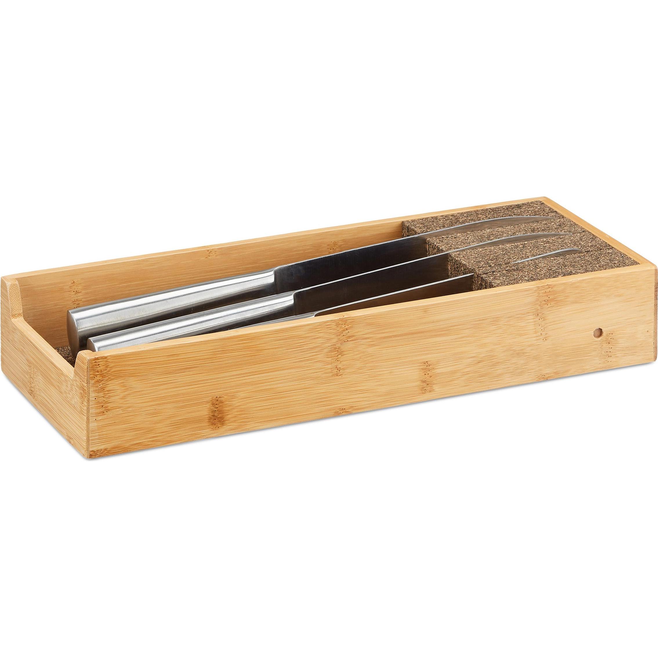 Relaxdays Messerhalter, Messerblock, Braun