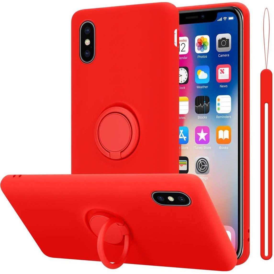 Cadorabo TPU Liquid Ring Silicone Case Hülle (Apple iPhone X), Smartphone Hülle, Rot
