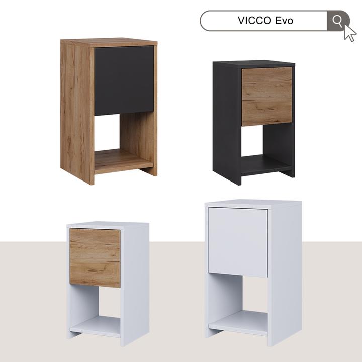 Produktbild Vicco Nachttisch Evo, Goldkraft Eiche/Anthrazit, 2er Set (30 x 55 x 30 cm)