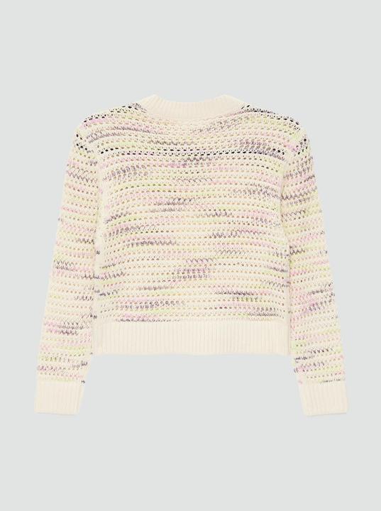 Produktbild s.Oliver Strickpullover Boxy-Lochstrickpullover aus Baumwolle mit Rippbündchen (L)