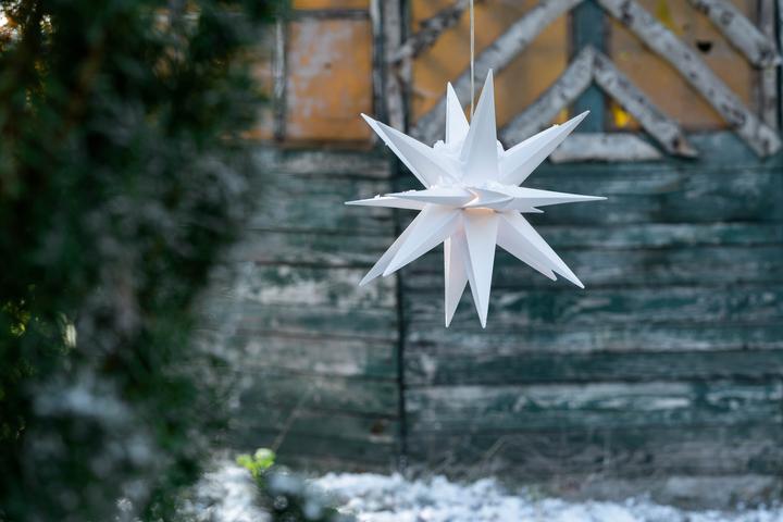 Actual product image Novaliv Poinsettia decorative star | 40cm WHITE | indoor and outdoor | for E14 bulb with thread